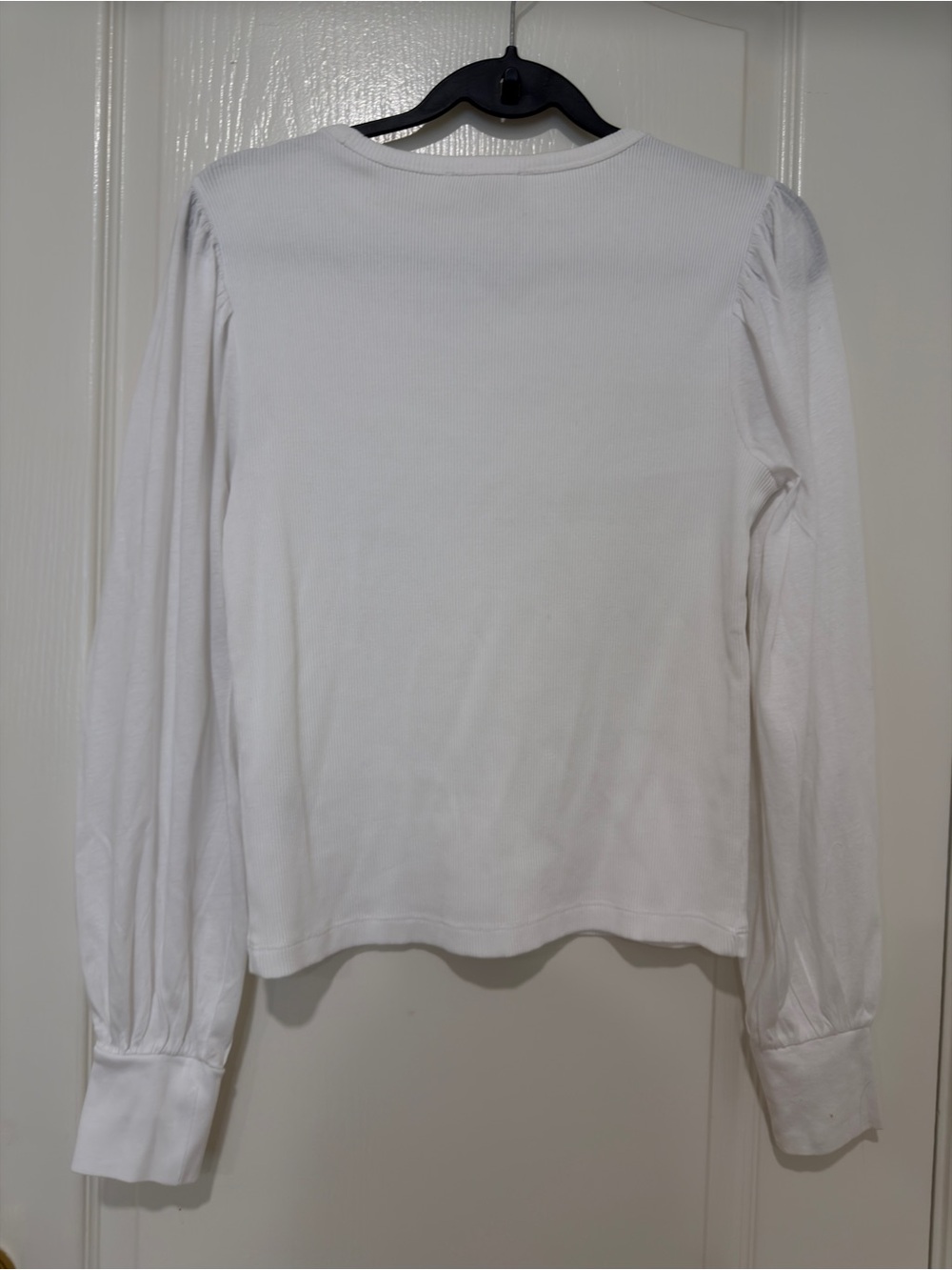 Madewell White Puff Sleeve Long Sleeve Tee 100% Cotton Size Medium - Picture 7 of 8
